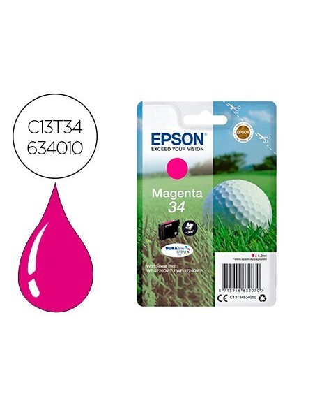 INK-JET EPSON 34 WORKFORCE PRO WF-3720 / WF-3720DWF / WF-3725DWF MAGENTA 300 PAGINAS