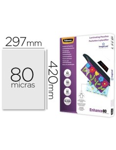 BOLSA DE PLASTIFICAR FELLOWES BRILLO DIN A3 80 MICRAS PACK 100 UNIDADES
