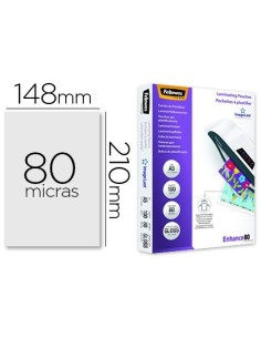 BOLSA DE PLASTIFICAR FELLOWES BRILLO DIN A5 80 MICRAS PACK 100 UNIDADES