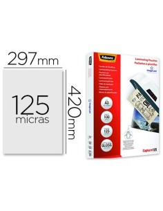 BOLSA DE PLASTIFICAR FELLOWES BRILLO DIN A3 125 MICRAS PACK DE 100 UNIDADES