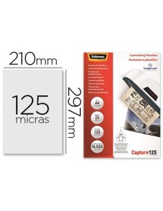 BOLSA DE PLASTIFICAR FELLOWES BRILLO DIN A4 125 MICRAS PACK DE 25 UNIDADES