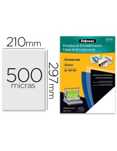 TAPA DE ENCUADERNACION FELLOWES DIN A4 POLIPROPILENO NEGRO 450 MICRAS PACK DE 100 UNIDADES