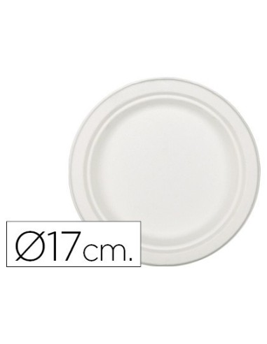 PLATO DE FIBRA NATURAL NUPIK BIODEGRADABLE BLANCO 17 CM DE DIAMETRO APTO MICROONDAS PAQUETE DE 50 UNIDADES