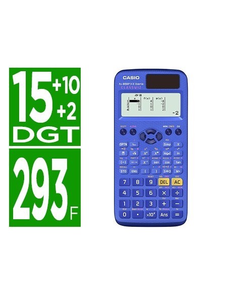 CALCULADORA CASIO FX-85SPX II CLASSWIZ CIENTIFICA 293 FUNCIONES 9 MEMORIAS 15+10+2 DIGITOS 16 MB FLASH ROM CON