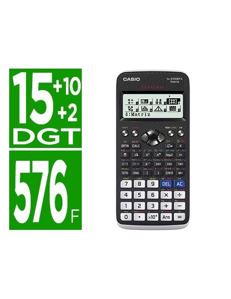 CALCULADORA CASIO FX-570SPX II CLASSWIZ CIENTIFICA 576 FUNCIONES 9 MEMORIAS 15+10+2 DIGITOS CODIGO QR CON TAPA
