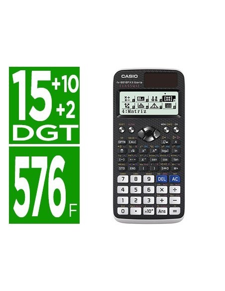 CALCULADORA CASIO FX-991SPX II CLASSWIZZ CIENTIFICA 576 FUNCIONES 9 MEMORIAS 15+10+2 DIGITOS CODIGO QR CON TAPA
