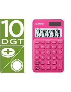 CALCULADORA CASIO SL-310UC-RD BOLSILLO 10 DIGITOS TAX +/- TECLA DOBLE CERO COLOR FUCSIA