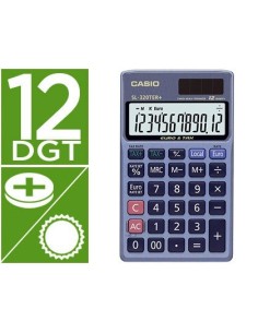 CALCULADORA CASIO SL-320TER BOLSILLO 12 DIGITOS TAX +/- CONVERSION MONEDA TECLA DOBLE CERO COLOR AZUL