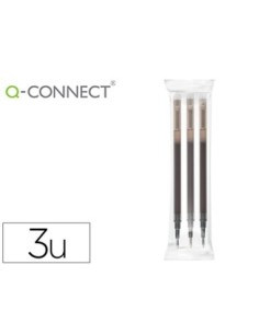 RECAMBIO BOLIGRAFO Q-CONNECT RETRACTIL KF11057 BORRABLE NEGRO CAJA DE 3 UNIDADES