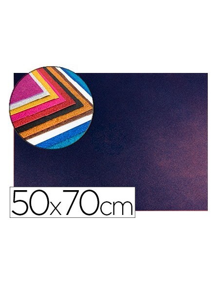 GOMA EVA CON PURPURINA LIDERPAPEL 50X70CM 60G/M2 ESPESOR 2 MM BICOLOR AZUL ROJO
