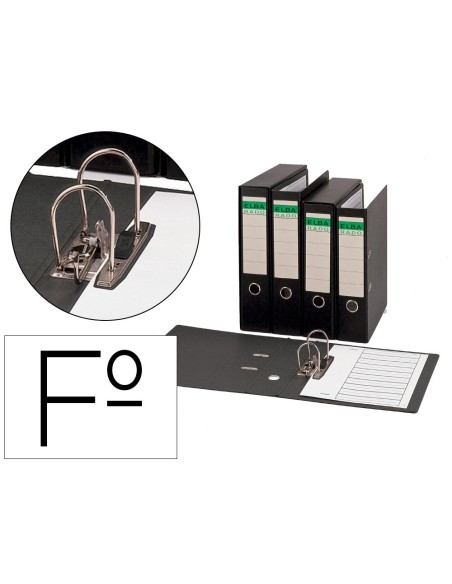 ARCHIVADOR DE PALANCA ELBA CARTON COMPACTO CON RADO FOLIO LOMO DE 80 MM NEGRO