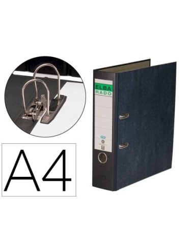 ARCHIVADOR DE PALANCA ELBA CARTON FORRADO JASPEADO CON RADO DIN A4 LOMO DE 80 MM NEGRO