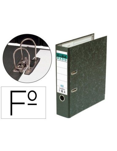 ARCHIVADOR DE PALANCA ELBA CARTON FORRADO JASPEADO CON RADO FOLIO LOMO DE 80 MM NEGRO