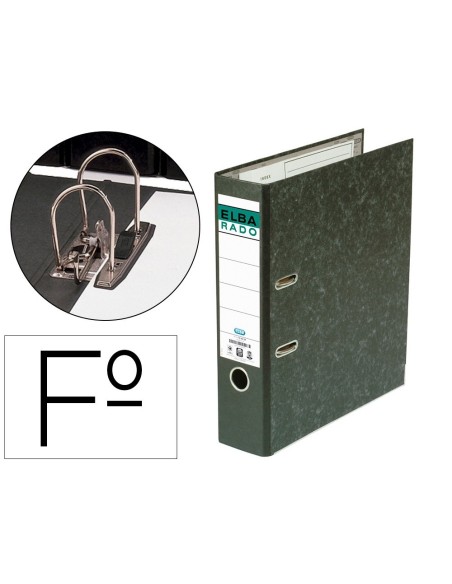 ARCHIVADOR DE PALANCA ELBA CARTON FORRADO JASPEADO CON RADO FOLIO LOMO DE 80 MM NEGRO