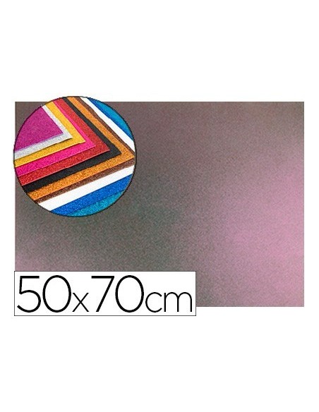 GOMA EVA CON PURPURINA LIDERPAPEL 50X70CM 60G/M2 ESPESOR 2 MM BICOLOR ROSA VERDE