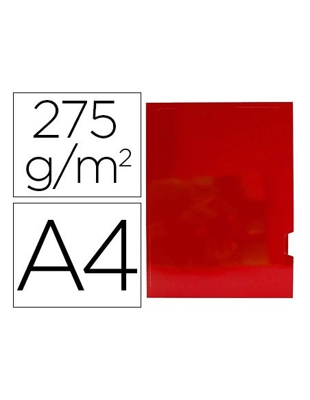 SUBCARPETA CARTULINA GIO PLASTIFICADA PRESENTACION 2 SOLAPAS DIN A4 ROJO 275G/M2