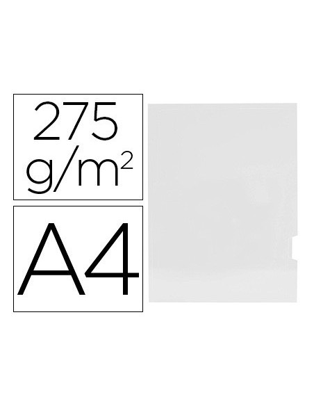 SUBCARPETA CARTULINA GIO PLASTIFICADA PRESENTACION 2 SOLAPAS DIN A4 BLANCO 275G/M2