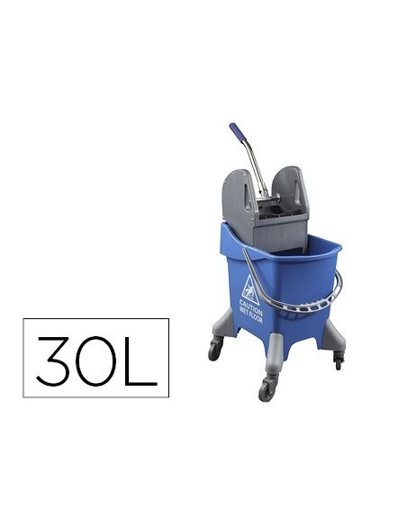 CARRO DE LIMPIEZA CON BASTIDOR Y ESCURRIDOR CON 4 RUEDAS 32 L AZUL 455X370X970 MM