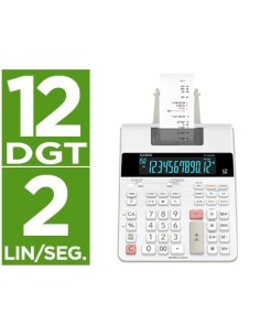 CALCULADORA CASIO IMPRESORA PANTALLA LC PAPEL 58 MM IMPRESION BICOLOR FR-2650RC 12 DIGITOS DC COLOR BLANCO