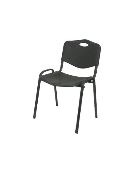 SILLA APILABLE PYC ESTRUCTURA METAL ASIENTO RESPALDO PVC ERGONOMICA 810X480MMX420 MM COLOR NEGRO