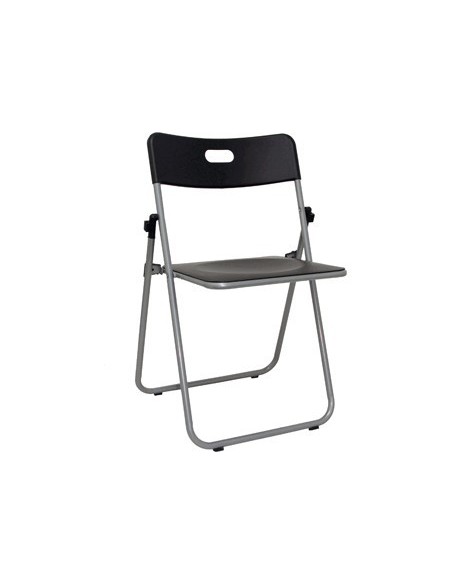 SILLA PYC CONFERENCIA PLEGABLE ESTRUCTURA METAL GRISASIENTO Y RESPALDO POLIPROPILENO 780X440X500MM NEGRA