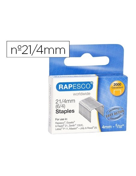 GRAPAS RAPESCO GALVANIZADA 21/4 TIPO 6/4 CAJA DE 2000 UNIDADES