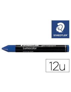 CERA STAEDTLER PARA MARCAR AZUL LUMOCOLOR PERMANENTE OMNIGRAPH 236 CAJA DE 12 UNIDADES