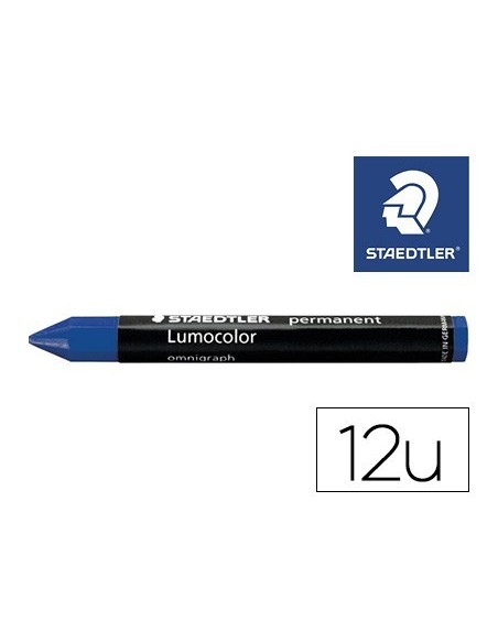 CERA STAEDTLER PARA MARCAR AZUL LUMOCOLOR PERMANENTE OMNIGRAPH 236 CAJA DE 12 UNIDADES