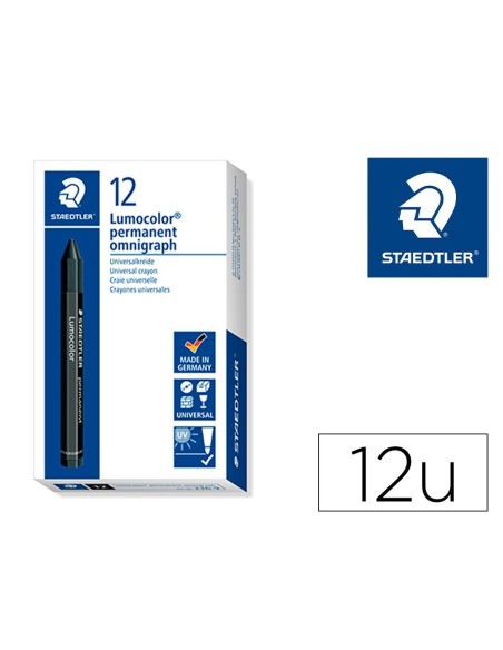 CERA STAEDTLER PARA MARCAR NEGRO LUMOCOLOR PERMANENTE OMNIGRAPH 236 CAJA DE 12 UNIDADES