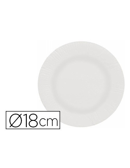 PLATO PAPEL RECICLABLE BLANCO 18 CM PAQUETE 100 UNIDADES