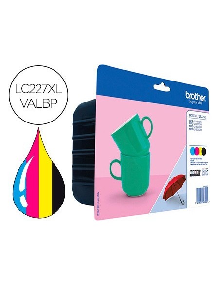 INK-JET BROTHER LC-227XLVALBP DCP-J4120DW / MFC-J4420DW / J4620DW / J4625DW PACK 4 COLORES NEGRO AMARILLO CIAN