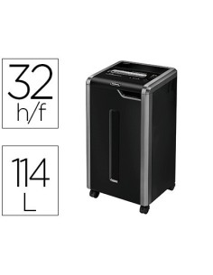 DESTRUCTORA DE DOCUMENTOS FELLOWES 425CI CAPACIDAD DE CORTE 32H SEGURIDAD P4 CLIPS GRAPAS TARJETAS Y CD 114L