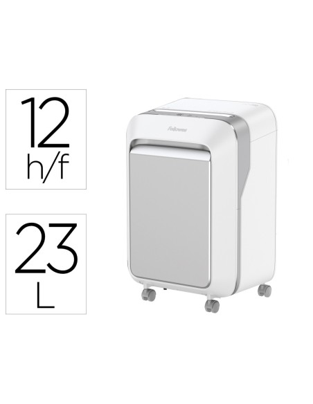 DESTRUCTORA DE DOCUMENTOS FELLOWES LX211 CAPACIDAD DE 15 HOJAS SEGURIDAD P5 BLANCA PAPELERA 23 L GRAPAS