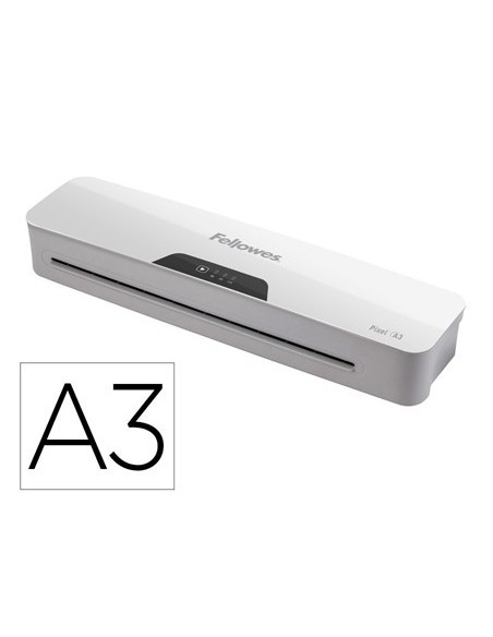 PLASTIFICADORA FELLOWES PIXEL A3 2 RODILLOS SISTEMA ANTIATASCO APAGADO AUTOMATICO HASTA 125 MC