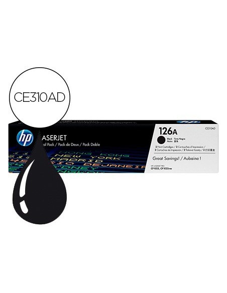 TONER HP LASERJET PRO 126A CP1025 CP1025NW NEGRO PACK DE 2 UNIDADES 1600 PAGINAS