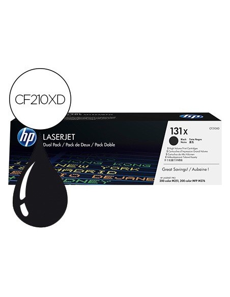 TONER HP LASERJET PRO 131X M251 MFP M276 NEGRO PACK DE 2 UNIDADES 4800 PAGINAS