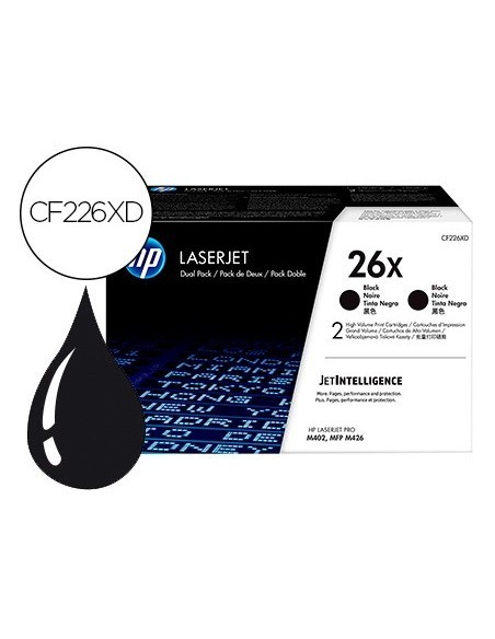 TONER HP LASERJET PRO 26X M402 MFP M426 NEGRO PACK DE 2 UNIDADES 9000 PAGINAS