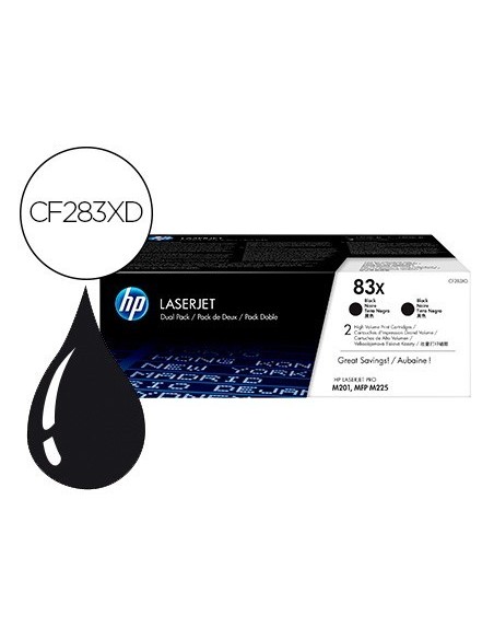 TONER HP LASERJET PRO 83X M201 MFP M225 NEGRO PACK DE 2 UNIDADES 2200 PAGINAS