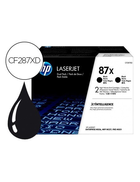 TONER HP LASERJET 87X ENTERPRISE M506 MFP M527 PRO M501 NEGRO PACK DE 2 UNIDADES 18000 PAGINAS