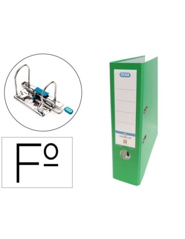 ARCHIVADOR DE PALANCA ELBA CARTON FORRADO PVC CON RADO TOP FOLIO LOMO 80 MM VERDE