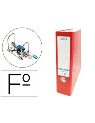 ARCHIVADOR DE PALANCA ELBA CARTON FORRADO PVC CON RADO TOP FOLIO LOMO 80 MM ROJO
