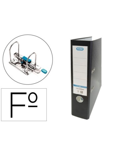 ARCHIVADOR DE PALANCA ELBA CARTON FORRADO PVC CON RADO TOP FOLIO LOMO 80 MM NEGRO