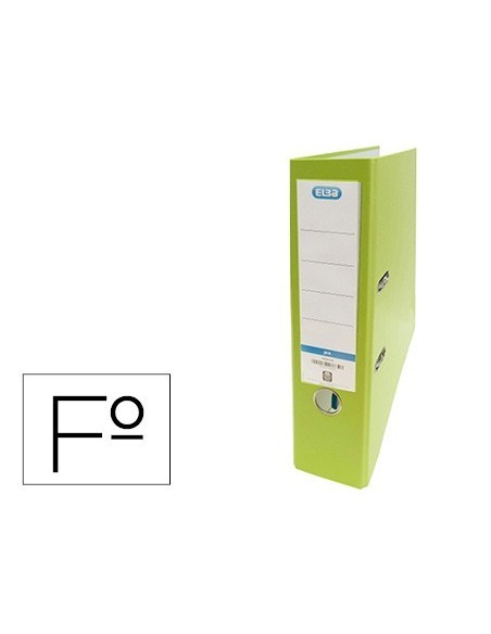 ARCHIVADOR DE PALANCA ELBA CARTON FORRADO PVC CON RADO TOP FOLIO LOMO 80 MM VERDE LIMA