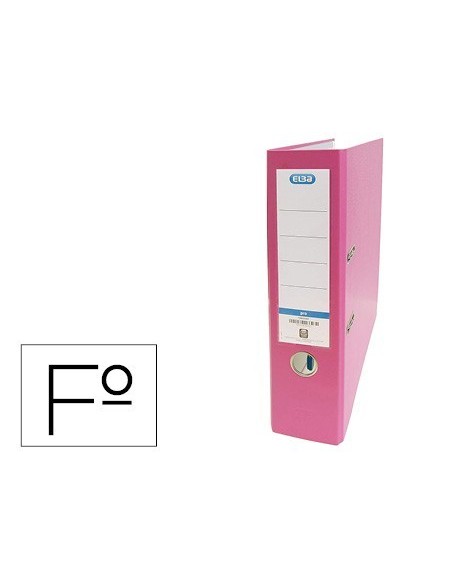 ARCHIVADOR DE PALANCA ELBA CARTON FORRADO PVC CON RADO TOP FOLIO LOMO 80 MM ROSA