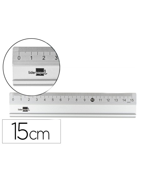 REGLA LIDERPAPEL METALICA ALUMINIO 15 CM