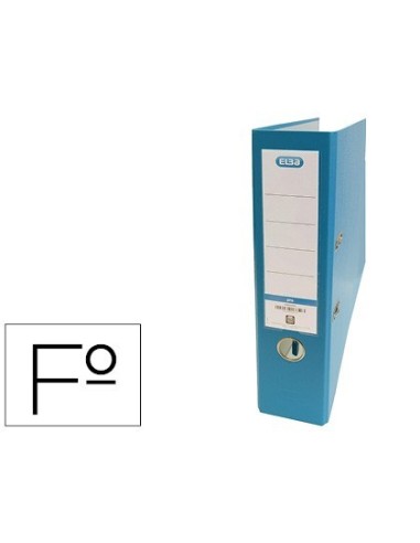 ARCHIVADOR DE PALANCA ELBA CARTON FORRADO PVC CON RADO TOP FOLIO LOMO 80 MM TURQUESA