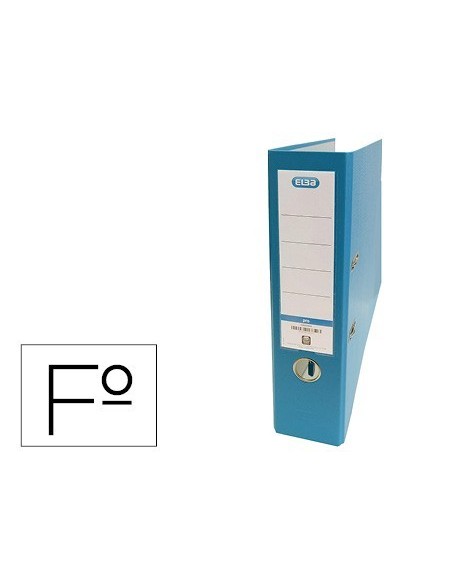 ARCHIVADOR DE PALANCA ELBA CARTON FORRADO PVC CON RADO TOP FOLIO LOMO 80 MM TURQUESA
