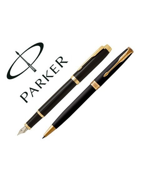 JUEGO PARKER DUO SONNET LACA NEGRA GT BOLIGRAFO + PLUMA CON PLUMIN ACERO INOXIDABLE