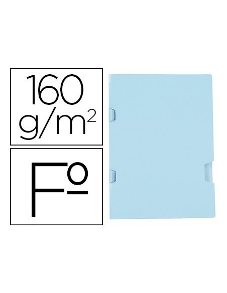 SUBCARPETA LIDERPAPEL FOLIO AZUL TRES UÑEROS PLASTIFICADA 160G/M2
