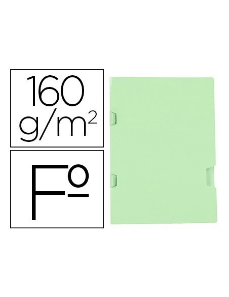 SUBCARPETA LIDERPAPEL FOLIO VERDE TRES UÑEROS PLASTIFICADA160G/M2